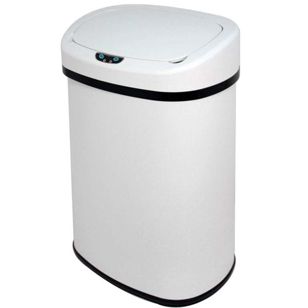 Auto-Opening White 13-Gallon Kitchen Trash Can