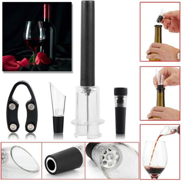 Foil Cutter Air Wine Opener Aerator And Wine Stopper Set - Image 3