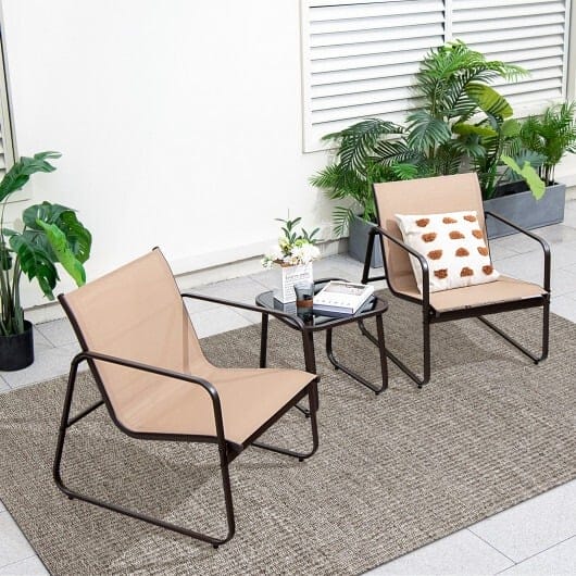 3 Pieces Patio Conversation Set with Breathable Fabric - Image 2