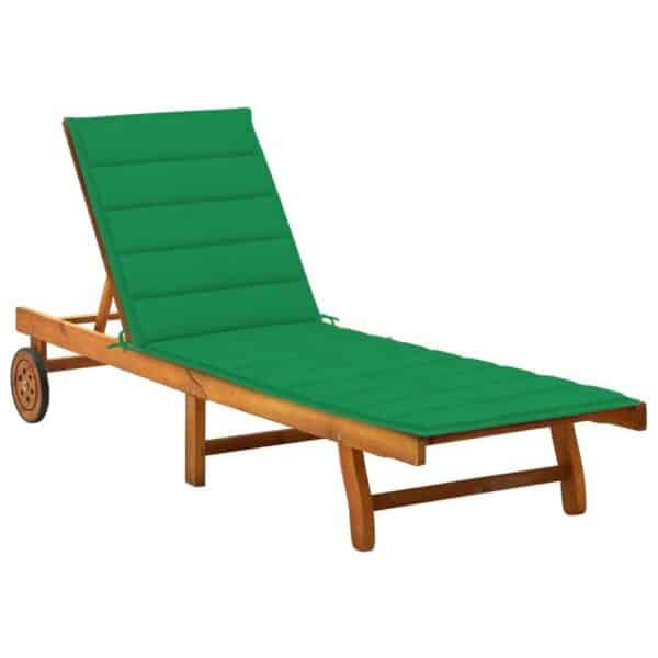 VidaXL Patio Sun Lounger with Cushion Solid Acacia Wood