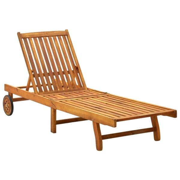 VidaXL Patio Sun Lounger with Cushion Solid Acacia Wood - Image 2