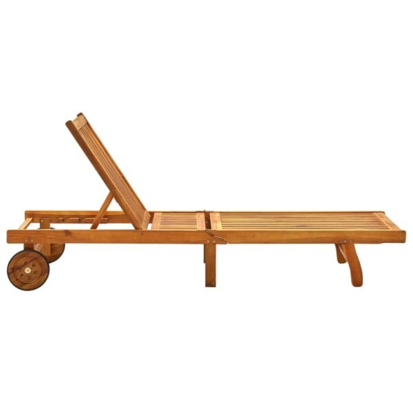 VidaXL Patio Sun Lounger with Cushion Solid Acacia Wood - Image 5