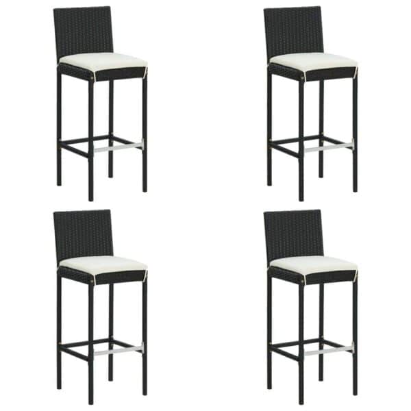 VidaXL 5 Piece Patio Bar Set with Cushions Poly Rattan, Black - Image 3