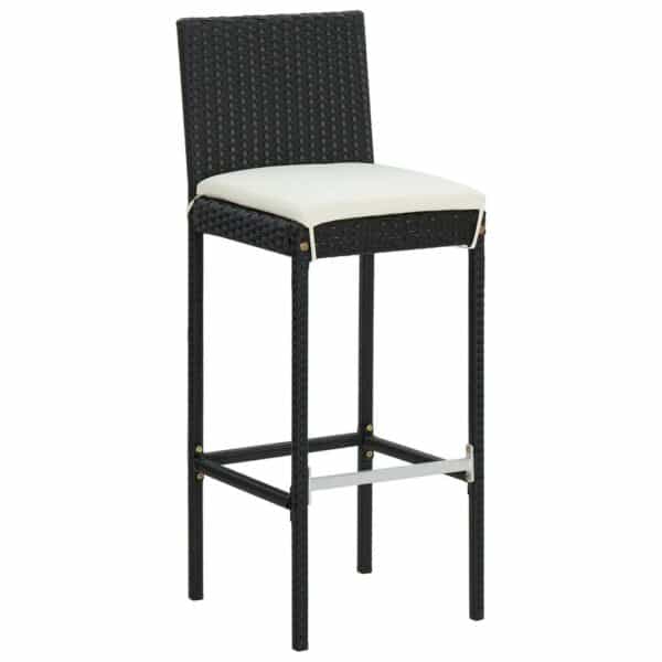 VidaXL 5 Piece Patio Bar Set with Cushions Poly Rattan, Black - Image 4