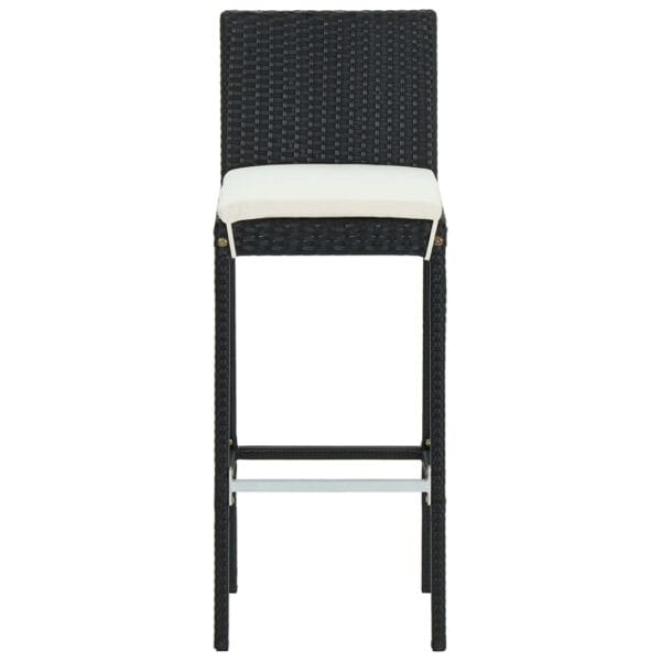 VidaXL 5 Piece Patio Bar Set with Cushions Poly Rattan, Black - Image 5