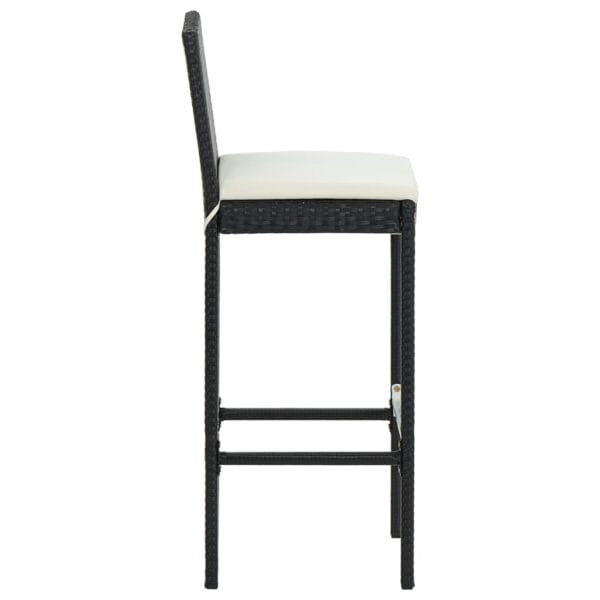 VidaXL 5 Piece Patio Bar Set with Cushions Poly Rattan, Black - Image 6