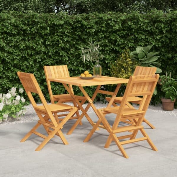 VidaXL 5 Piece Patio Dining Set-Solid Teak Wood