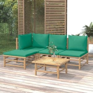 VidaXL 5 Piece Bamboo Patio Lounge Set