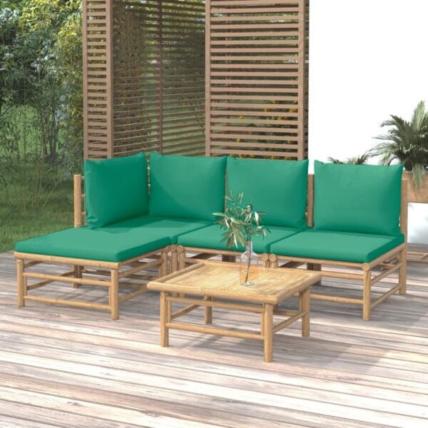 VidaXL 5 Piece Bamboo Patio Lounge Set