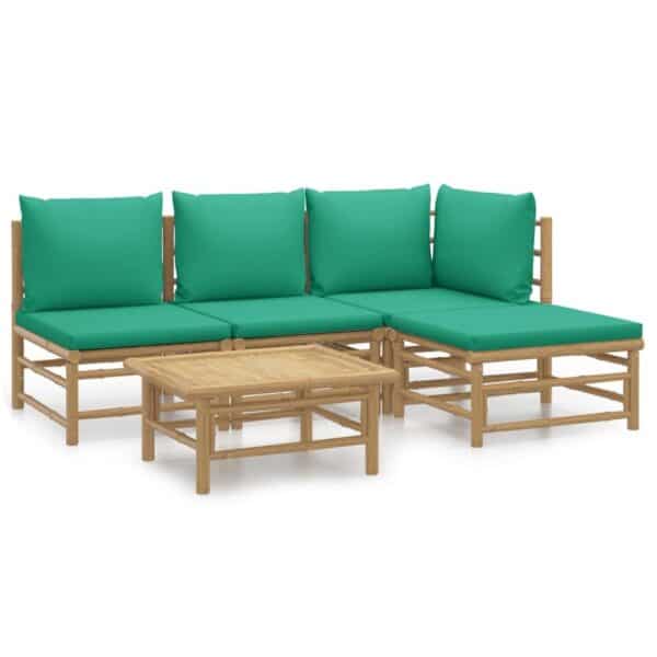 VidaXL 5 Piece Bamboo Patio Lounge Set - Image 2