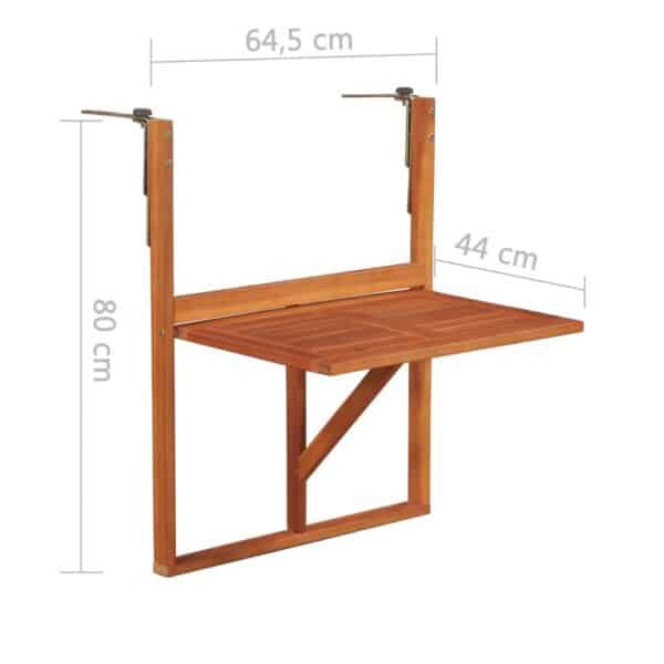 vidaXL Hanging Balcony Table Solid Acacia Wood - Image 6