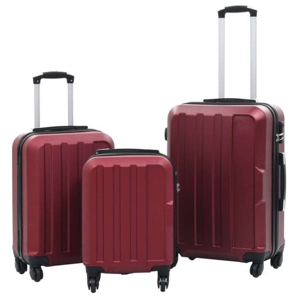 vidaXL Hard Case Trolley Luggage Set 3 pcs Wine Red ABS