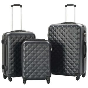 vidaXL Hard Case Trolley Luggage Set 3 pcs Black ABS