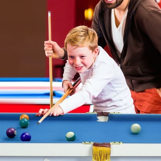 47 Inch Folding Kid's Billiard Table with Cues and Brush Chalk-Blue - Image 3
