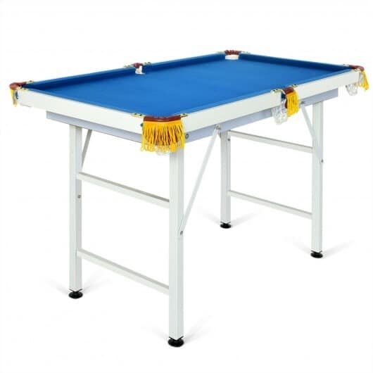 47 Inch Folding Kid's Billiard Table with Cues and Brush Chalk-Blue - Image 6