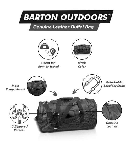 21 Inch Genuine Leather Duffle Bag - Image 2