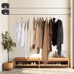 SOGA 2X 160mm Wall-Mounted Clothes Line Dry Rack Black