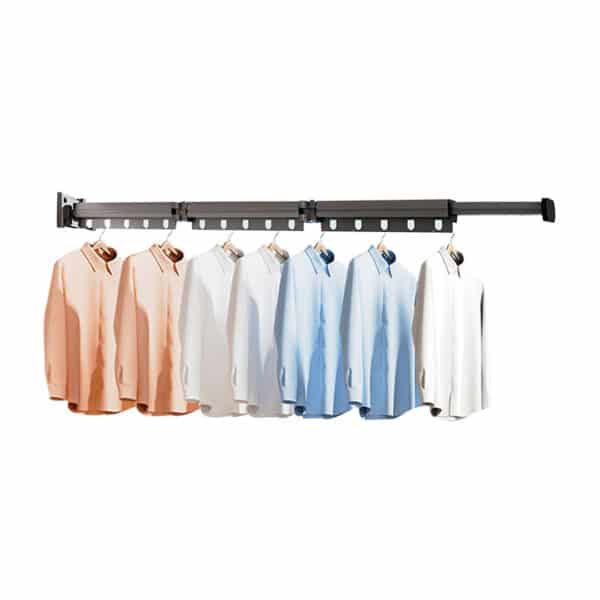SOGA 160mm Wall-Mounted Clothes Line Dry Rack Retractable Space-Saving Foldable Hanger White - Image 2