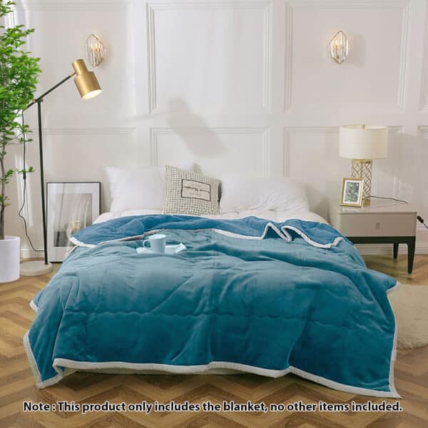 SOGA Lake Blue Throw Blanket Warm Cozy Double Sided Thick Flannel Coverlet Fleece Bed Sofa Comforter - Image 3