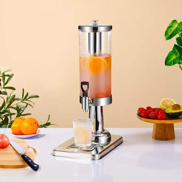 SOGA 2X Single 3L Silver Stainless Steel Beverage Dispenser Ice Cylinder Clear Juicer Hot Cold Water Jug - Image 2