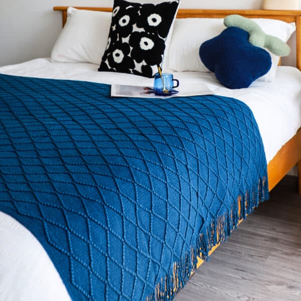 SOGA 2X Blue Diamond Pattern Blanket - Image 9