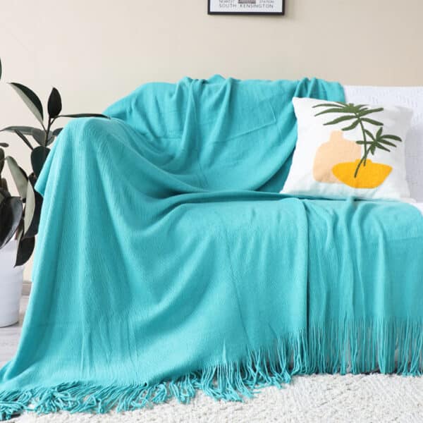 SOGA 2X Teal Acrylic Throw Blanket - Image 9