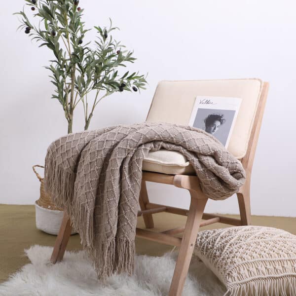 SOGA 2X Coffee Diamond Pattern Blanket - Image 8