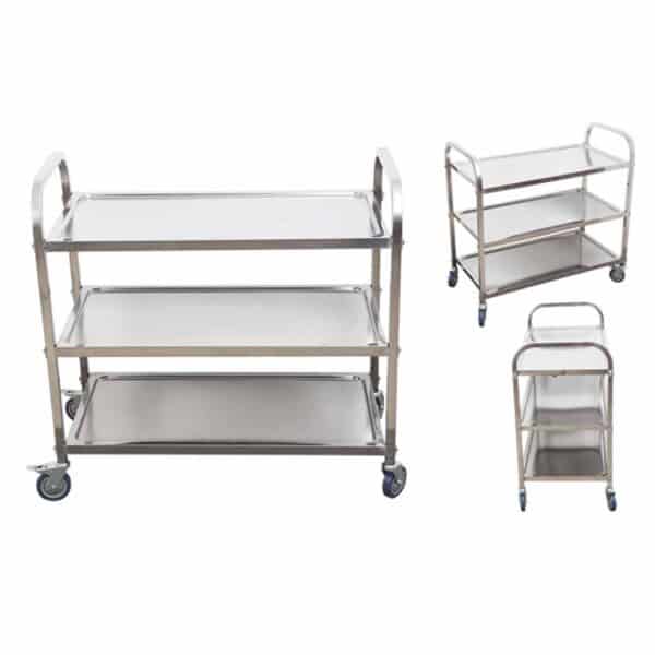 SOGA 3 Tier 85x45x90cm Stainless Steel Kitchen Dinning Food Cart Trolley Utility Size Medium - Image 2