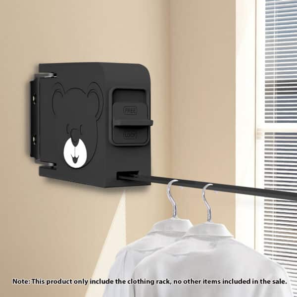 SOGA 160mm Wall-Mounted Clothes Line Dry Rack Retractable Space-Saving Foldable Hanger Black - Image 2