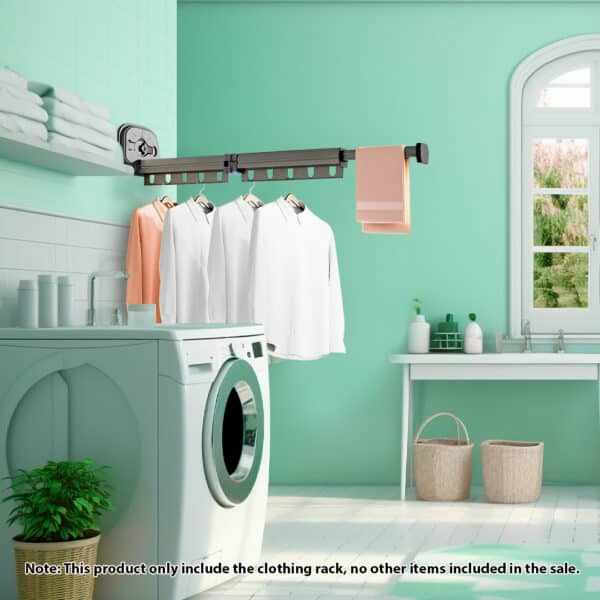 SOGA 93.2cm Wall-Mounted Clothing Dry Rack Retractable Space-Saving Foldable Hanger - Image 2