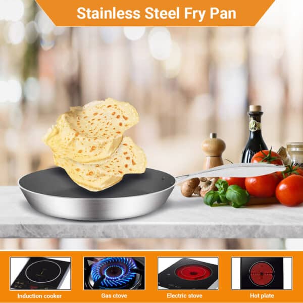 SOGA Stainless Steel Fry Pan 34cm Frying Pan Induction FryPan Non Stick Interior - Image 6