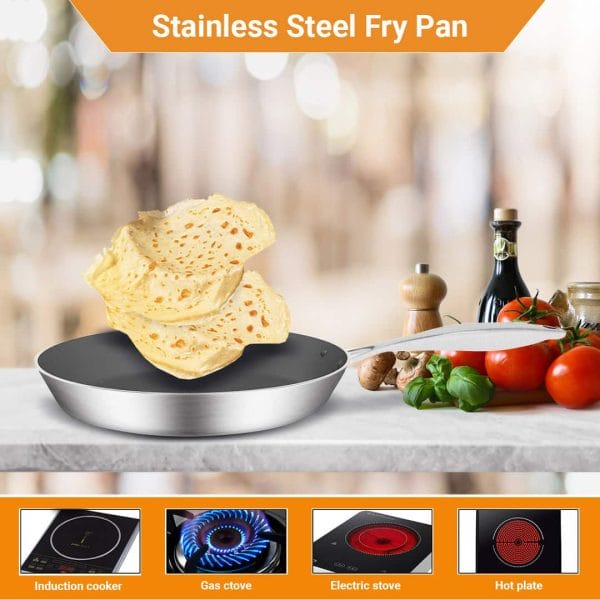 SOGA Stainless Steel Fry Pan 32cm Frying Pan Induction FryPan Non Stick Interior - Image 8