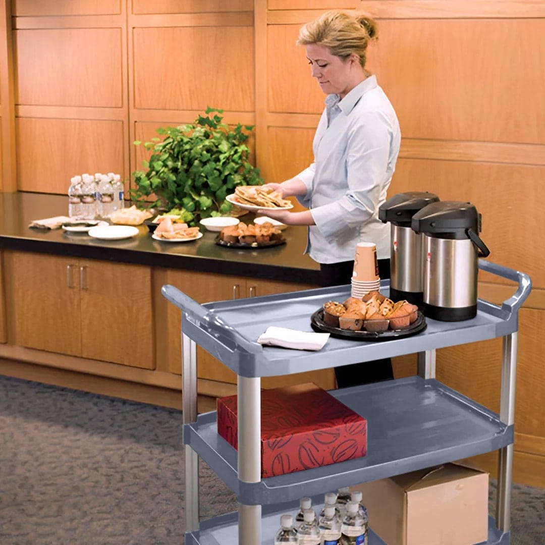 SOGA 2X 3 Tier Food Trolley Portable Kitchen Cart Gray - Image 2