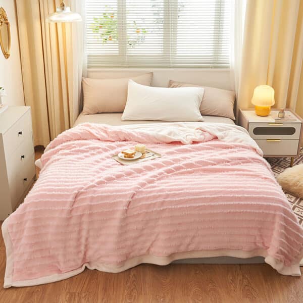 SOGA 2X Throw Blanket Pink - Image 8