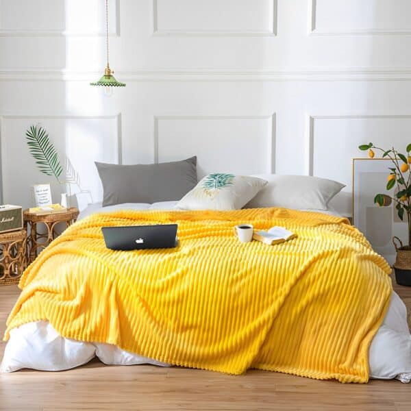 SOGA 2X Yellow Diamond Pattern Blanket - Image 12