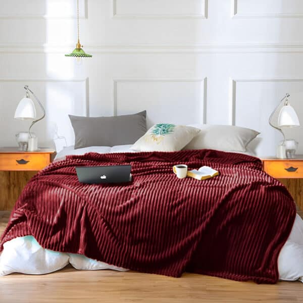 SOGA 2X Burgundy Throw Blanket - Image 11