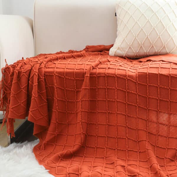 SOGA 2X Red Diamond Pattern Blanket - Image 6