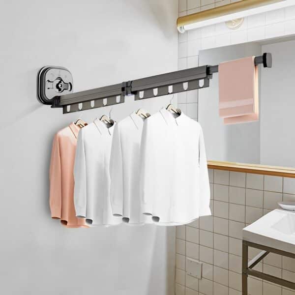 SOGA 93.2cm Wall-Mounted Clothing Dry Rack Retractable Space-Saving Foldable Hanger - Image 3