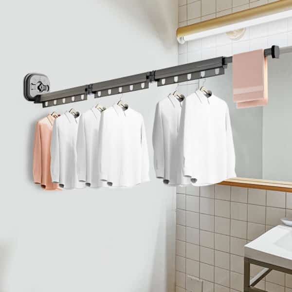 SOGA 127.5cm Wall-Mounted Clothing Dry Rack Retractable Space-Saving Foldable Hanger - Image 8