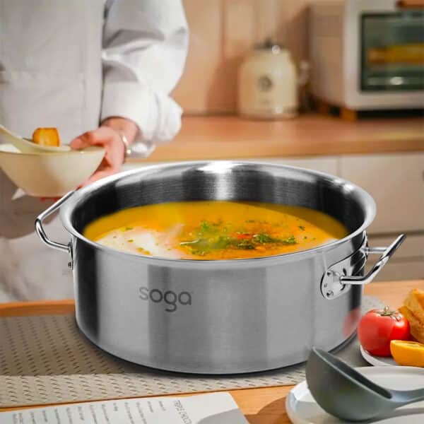 SOGA Stock Pot 44L Top Grade Thick Stainless Steel Stockpot 18/10 - Image 3