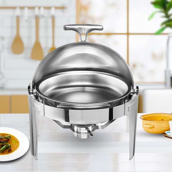 SOGA 6L Stainless Steel Chafing Food Warmer Catering Dish Round Roll Top - Image 3