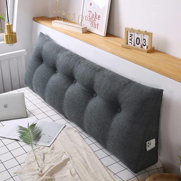 SOGA 100cm Dark Grey Triangular Wedge Bed Pillow Headboard Backrest Bedside Tatami Cushion Home Decor - Image 3
