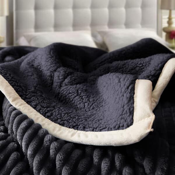 SOGA Black Throw Blanket Warm Cozy Double Sided Thick Flannel Coverlet Fleece Bed Sofa Comforter - Image 5