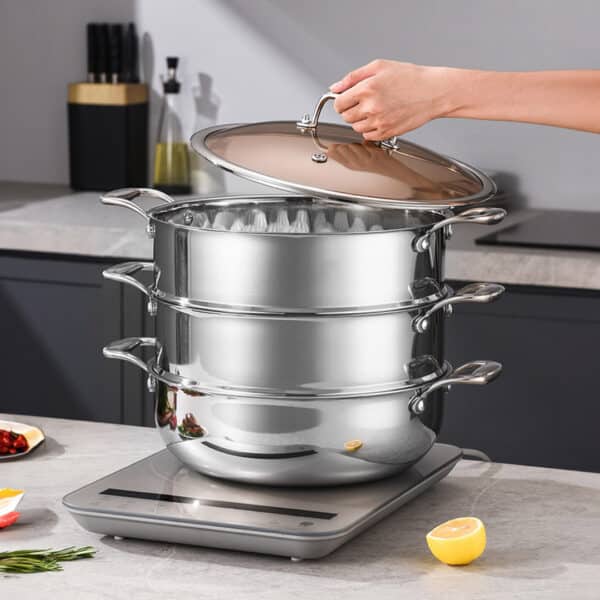SOGA 2X 3 Tier 32cm Heavy Duty Stainless Steel Food Steamer - Image 6