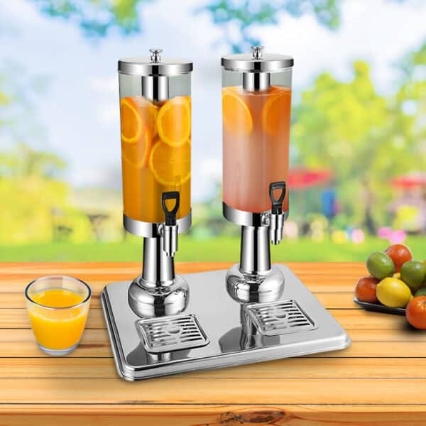 SOGA 6L Dual Silver Stainless Steel Beverage Dispenser Ice Cylinder Clear Juicer Hot Cold Water Jug - Image 3