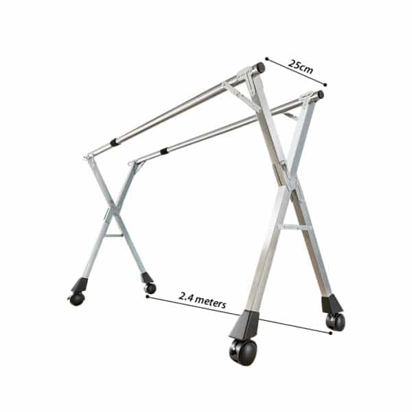 SOGA 2X 2.4m Portable Standing Clothes Drying Rack with Wheels - Image 4