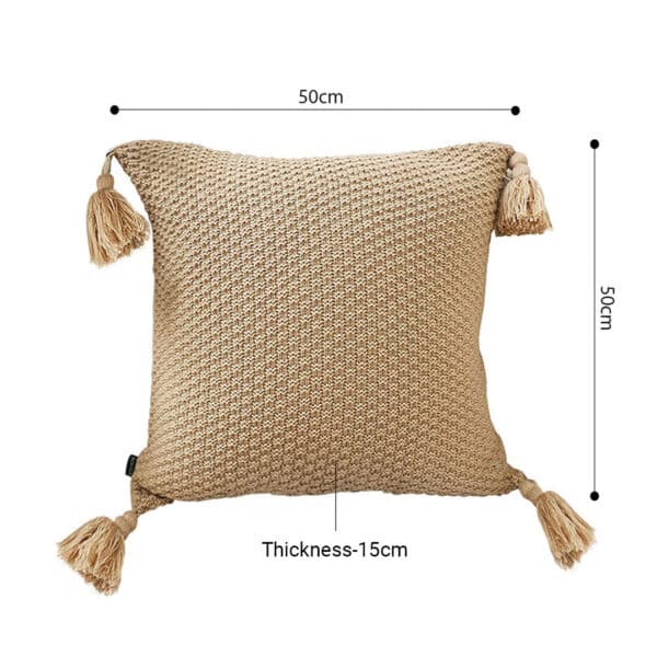 SOGA 2X 50CM Light Brown Pillow with Tassel Accents Throw Pillow - Image 2