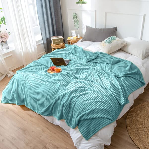SOGA 2X Sky Blue Throw Blanket - Image 4