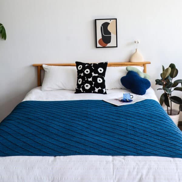 SOGA 2X Blue Diamond Pattern Blanket - Image 7