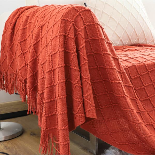 SOGA 2X Red Diamond Pattern Blanket - Image 7